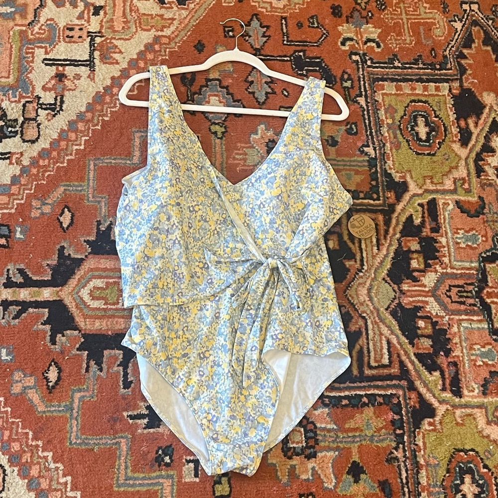 Blue & Yellow Floral Swimsuit
